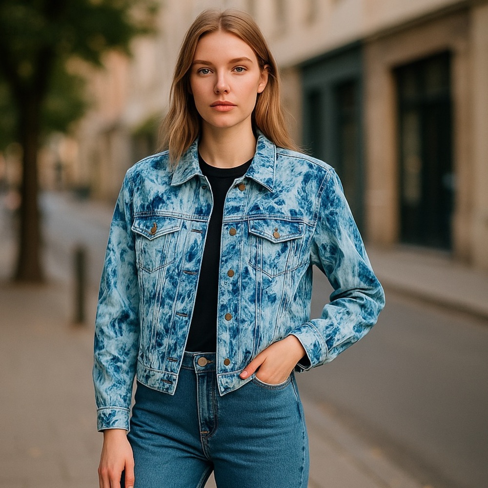 NWT Helium London Tie Dye Denim Jean Jacket